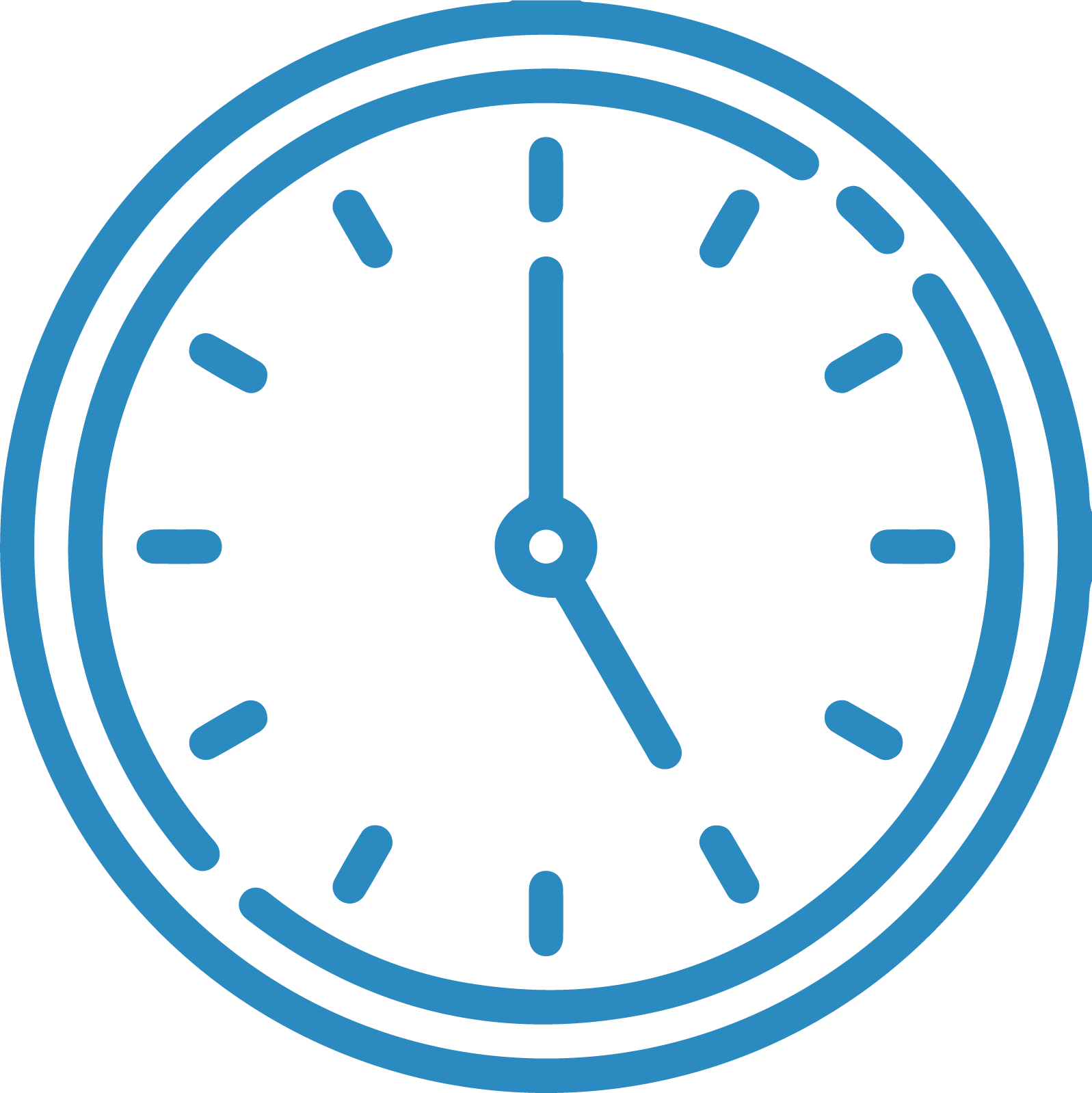 Icon einer stilisierten Uhr – Symbol für geleistete Arbeitsstunden bei der Zschunke GmbH